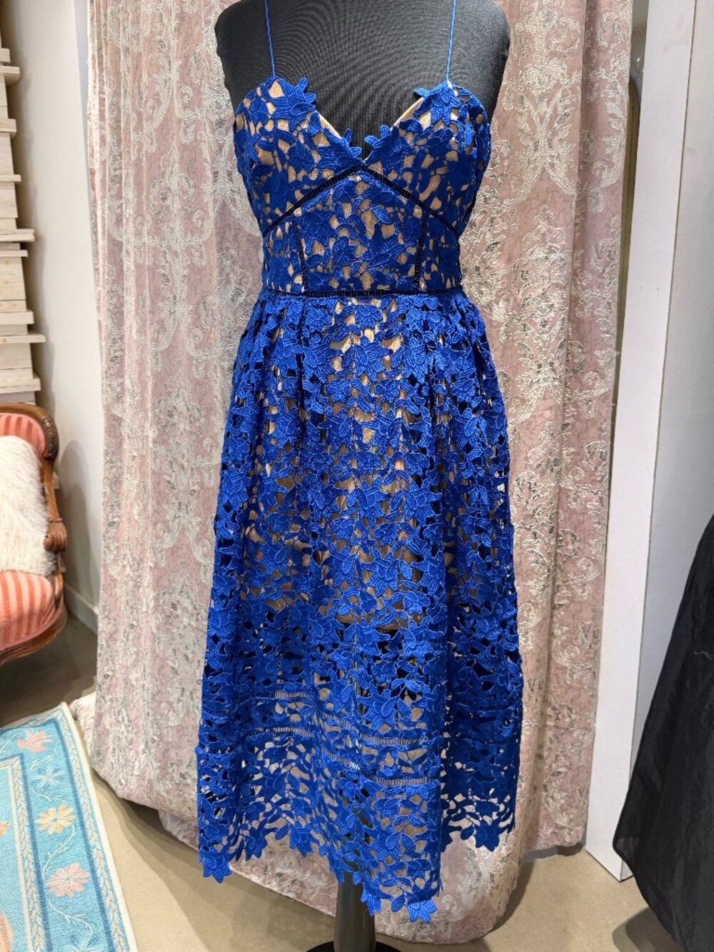 Self-Portrait Blue Lace Azalea Midi Dress Size 10